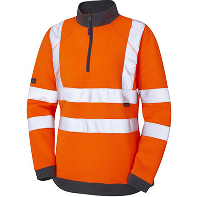 Leo EcoViz Elberry Women’s Orange Hi-Vis Quarter-Zip Sweatshirt