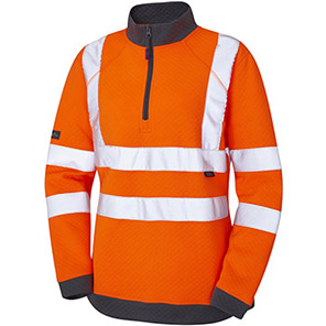 Leo EcoViz Elberry Women’s Orange Hi-Vis Quarter-Zip Sweatshirt