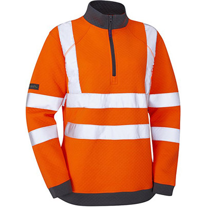 Leo EcoViz Elberry Women’s Orange Hi-Vis Quarter-Zip Sweatshirt
