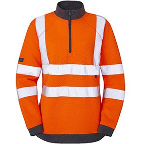 Leo EcoViz Elberry Women’s Orange Hi-Vis Quarter-Zip Sweatshirt XS