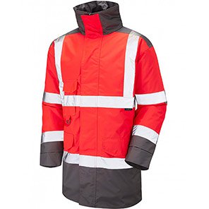 Leo Workwear Tawstock Red/Grey Hi-Vis Jacket XL