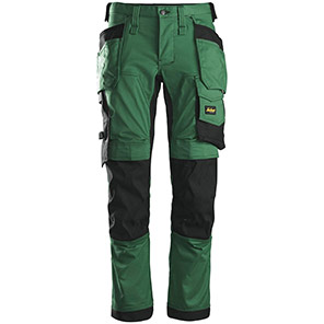 Snickers AllroundWork 6241 Men’s Green/Black Trousers with Holster Pockets 33T (148)