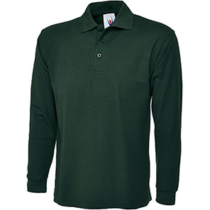 Uneek UC113 Men’s Bottle Green Long-Sleeve Pique Polo Shirt 4XL