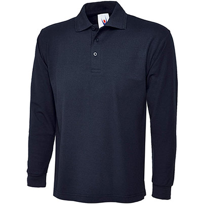 Uneek Unisex Navy Long-Sleeve Pique Polo Shirt