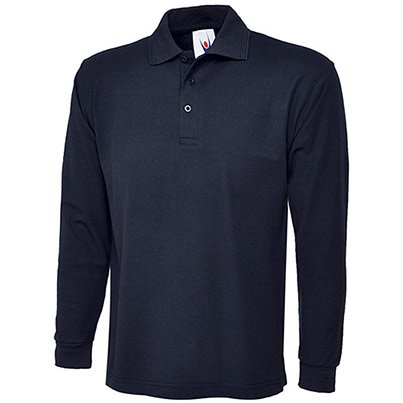 Uneek UC113 Men’s Navy Long-Sleeve Pique Polo Shirt