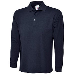 Uneek UC113 Men’s Navy Long-Sleeve Pique Polo Shirt XS