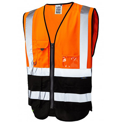 Leo Lynton Orange/Black Zip-Up Hi-Vis Vest