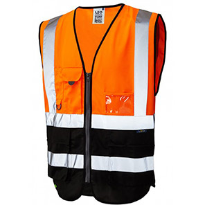 Leo Lynton Orange/Black Zip-Up Hi-Vis Vest 6XL