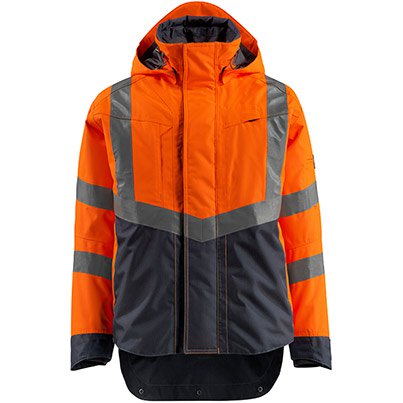 MASCOT SAFE SUPREME Harlow Men’s Orange/Navy Hi-Vis Shell Jacket