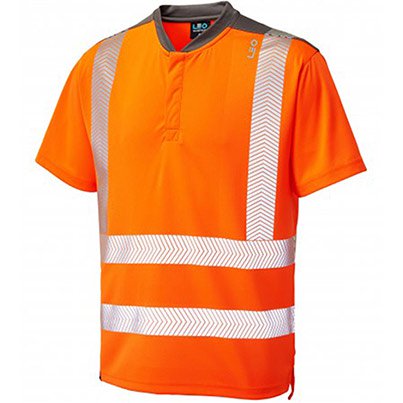 Leo EcoViz COOLMAX Putsborough Men’s Orange Hi-Vis Polo Shirt