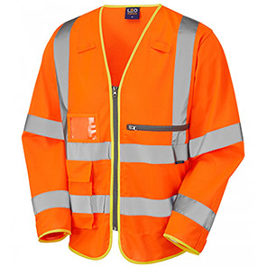Leo Heddon Orange Hi-Vis Long-Sleeve Vest 2XL