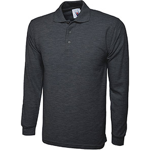 Uneek UC113 Men’s Charcoal Long-Sleeve Pique Polo Shirt 4XL