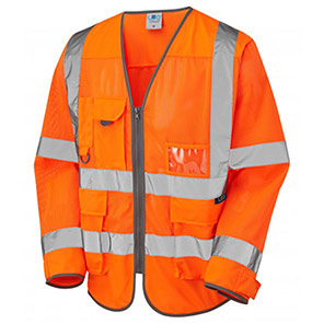 Leo Workwear Burrington Orange Zip-Up Hi-Vis Vest 6XL
