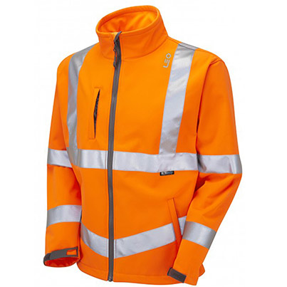 Leo EcoViz Buckland Orange Hi-Vis Softshell Jacket