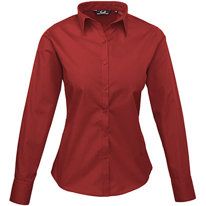Premier PR300 Women’s Burgundy Poplin Blouse