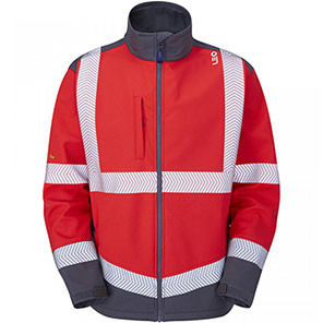 Leo Bowden Men’s Red/Grey Hi-Vis Softshell Jacket 6XL