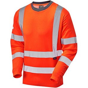 Leo Riverton Men’s Orange Long-Sleeve Hi-Vis T-Shirt 6XL