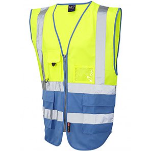 Leo Lynton Yellow/Sky Blue Zip-Up Hi-Vis Vest 6XL