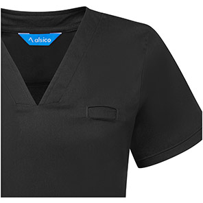 Alsico NVF1 Womenis Black V-Neck Scrub Tunic