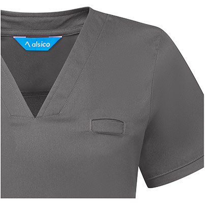Alsico NVF1 Women�s Charcoal V-Neck Scrub Tunic