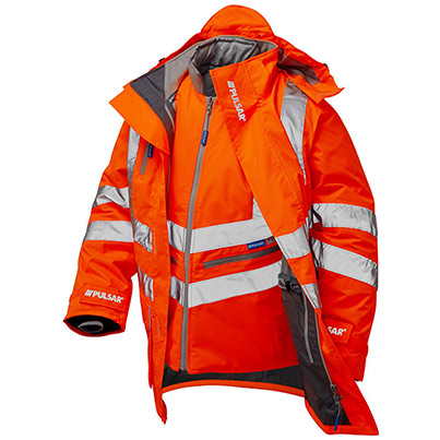 PULSAR PROTECT P315-R Orange 4-in-1 Hi-Vis Coat