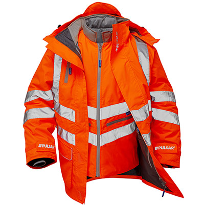 PULSAR PROTECT P315-R Orange 4-in-1 Hi-Vis Coat