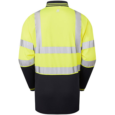PULSAR PROTECT P302-R Yellow/Navy Hi-Vis Long-Sleeve Polo Shirt