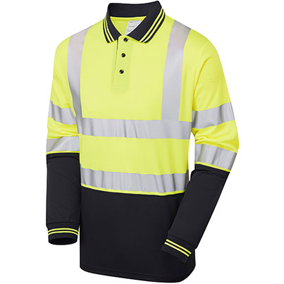 PULSAR PROTECT P302-R Yellow/Navy Hi-Vis Long-Sleeve Polo Shirt