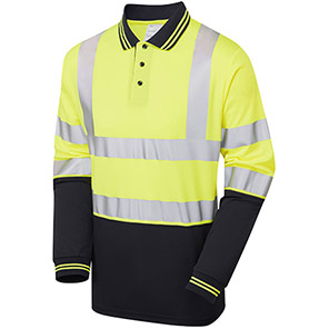 PULSAR PROTECT P302-R Yellow/Navy Hi-Vis Long-Sleeve Polo Shirt