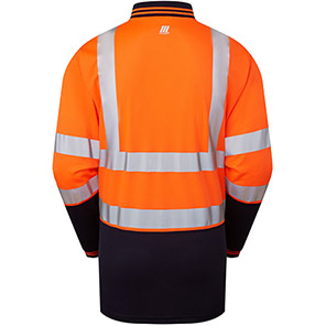 PULSAR PROTECT P303-R Orange/Navy Hi-Vis Long-Sleeve Polo Shirt