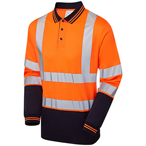PULSAR PROTECT P303-R Orange/Navy Hi-Vis Long-Sleeve Polo Shirt