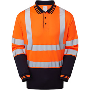 PULSAR PROTECT P303-R Orange/Navy Hi-Vis Long-Sleeve Polo Shirt 6XL