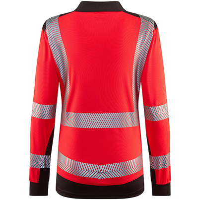 Leo Hazelwood Women’s Red/Grey Hi-Vis Long-Sleeve Polo Shirt