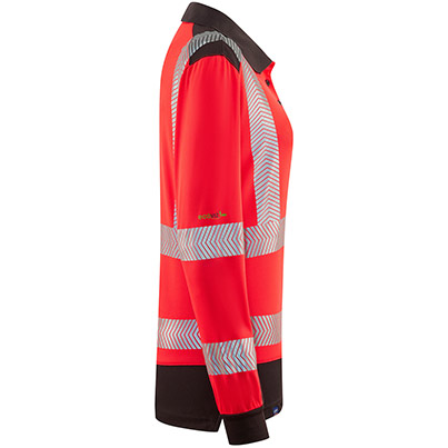 Leo Hazelwood Women’s Red/Grey Hi-Vis Long-Sleeve Polo Shirt