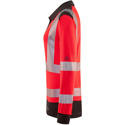 Leo Hazelwood Women’s Red/Grey Hi-Vis Long-Sleeve Polo Shirt