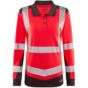 Leo Hazelwood Women’s Red/Grey Hi-Vis Long-Sleeve Polo Shirt 6XL