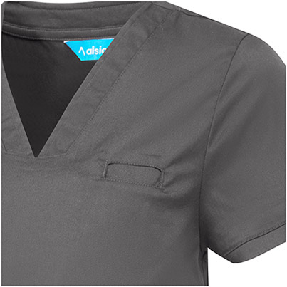 Alsico NSM1 Charcoal V-Neck Maternity Scrub Tunic