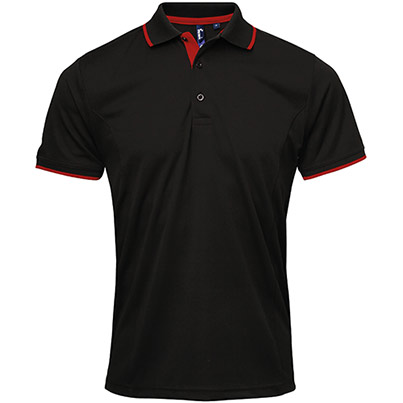Premier PR618 Coolchecker Men’s Black/Red Polo Shirt
