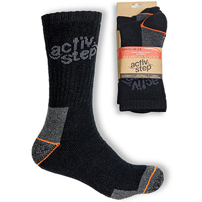 Rock Fall ECOSOCK Activ-Step Black Bamboo Socks