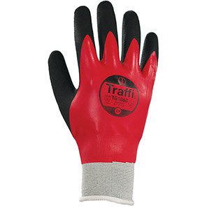 Traffi TG1060 Red Nitrile-Coated Heat-Resistant Waterproof Work Gloves 12