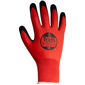 Traffi TG1895 Black/Red Latex/Nitrile-Coated Work Gloves 12