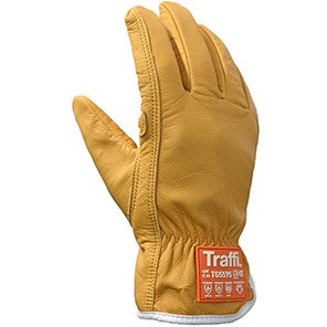 Traffi TG5595 Yellow Cut-Resistant Leather Work Gloves 12