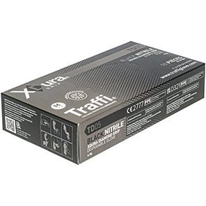 Traffi TD05 Black Nitrile Disposable Gloves (Box of 50)