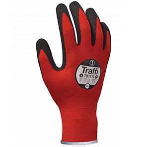 Traffi TG1110 Black/Red Nitrile-Foam Work Gloves 11