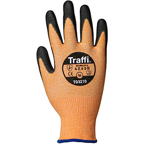 Traffi TG3210 Black/Orange PU-Coated Work Gloves 12