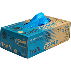 Traffi TD01 Blue Nitrile Disposable Gloves (Box of 100)