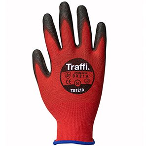 Traffi TG1210 Red/Black PU-Coated Work Gloves 12