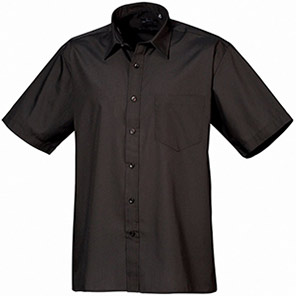 Premier PR202 Men’s Black Short-Sleeve Poplin Shirt 23in