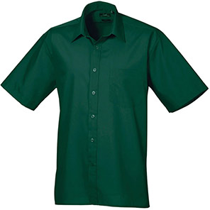 Premier PR202 Men’s Bottle Green Short-Sleeve Poplin Shirt 18.5in