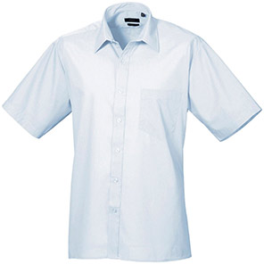 Premier PR202 Men’s Light Blue Short-Sleeve Poplin Shirt 23in